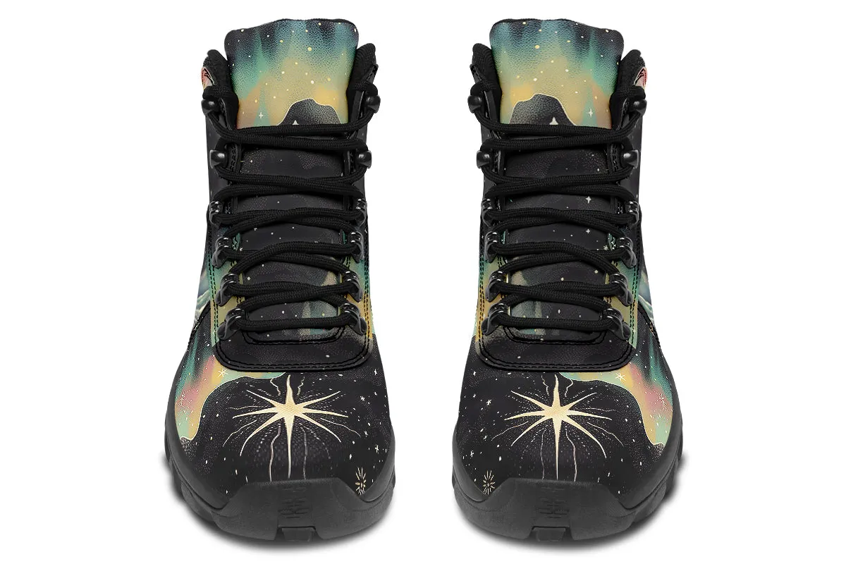 Northern Lights Outdoor Boots - Water Resistant Vegan Leather Trekking Shoes with Durable Soles