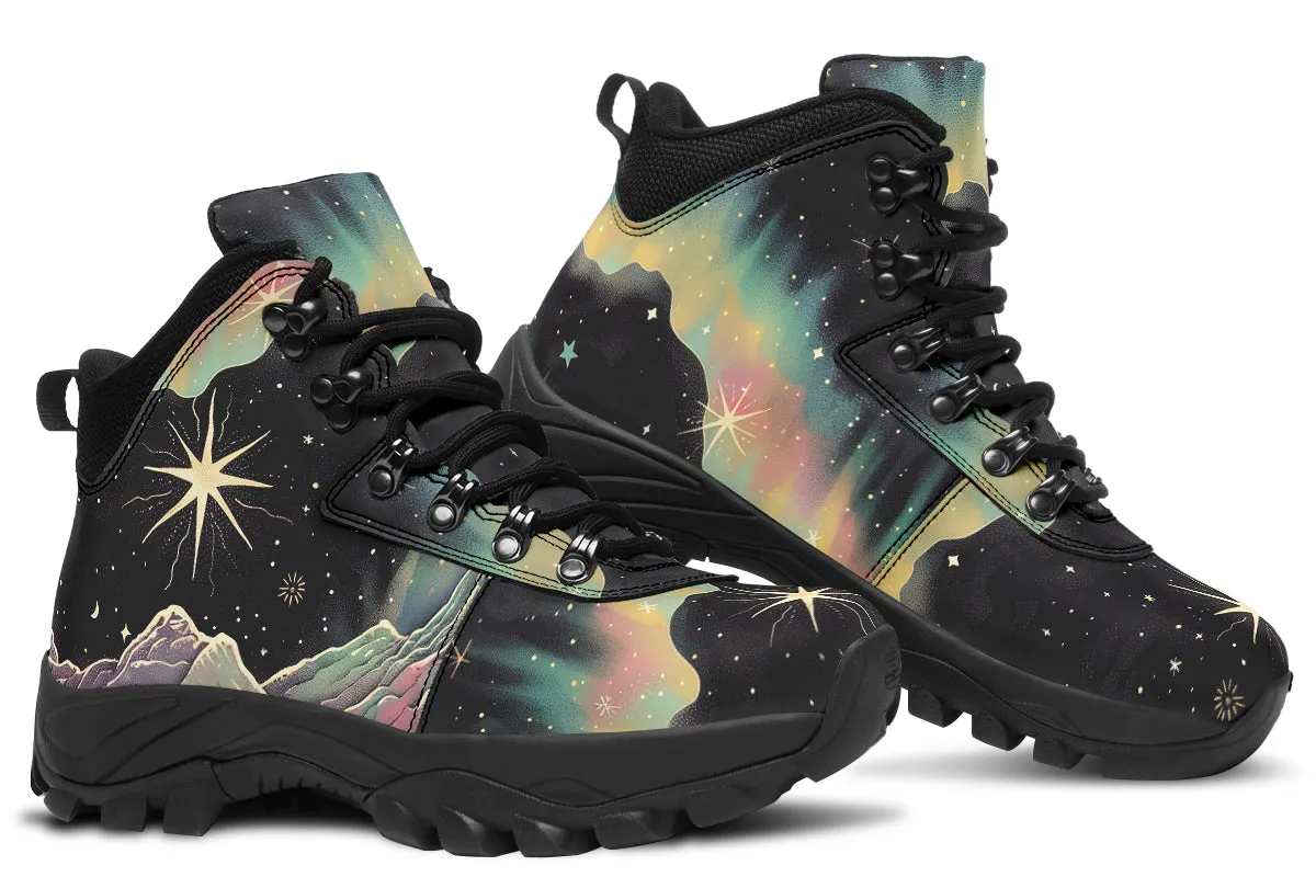 Northern Lights Outdoor Boots - Water Resistant Vegan Leather Trekking Shoes with Durable Soles