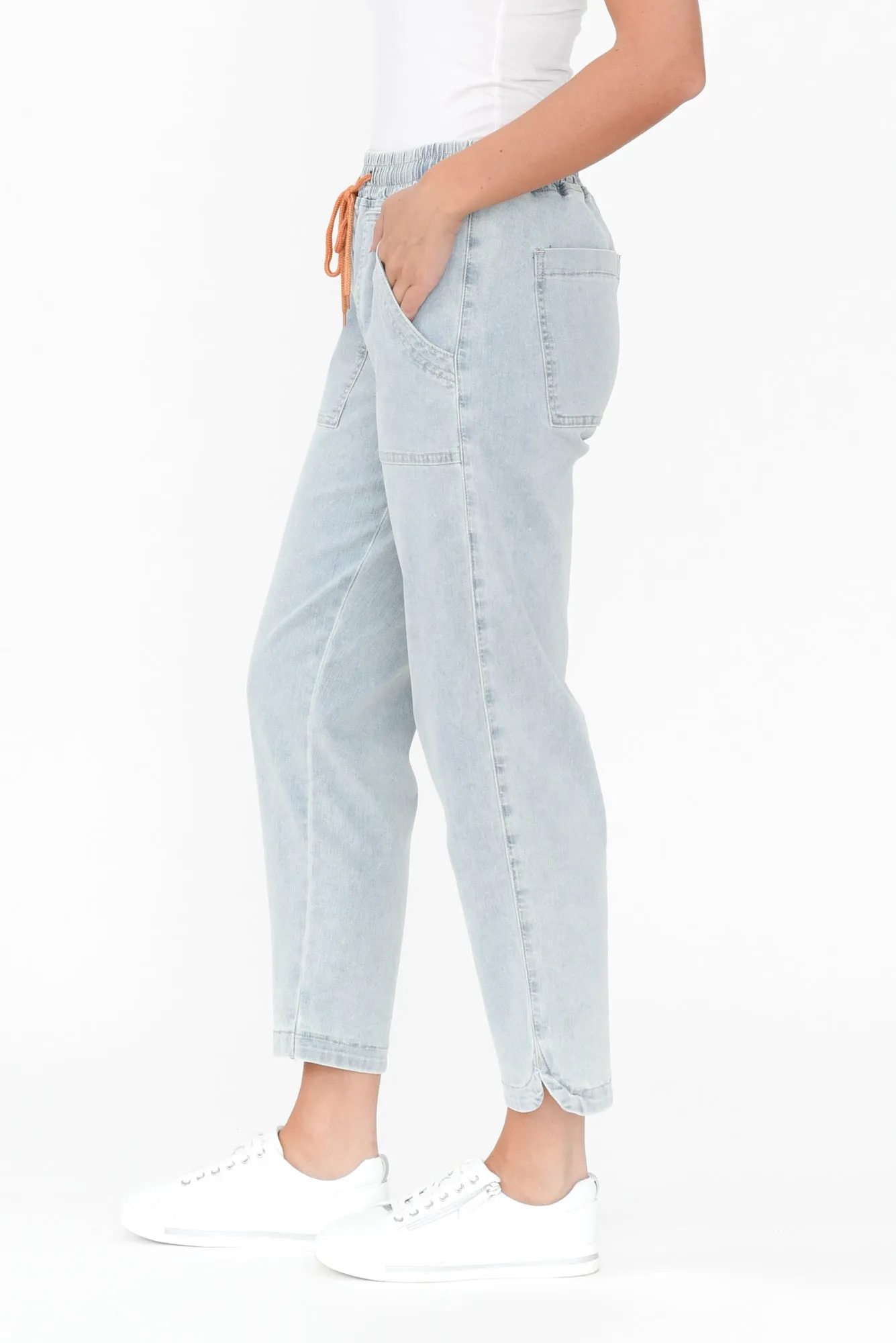 Orbe Light Blue Denim Drawstring Jeans