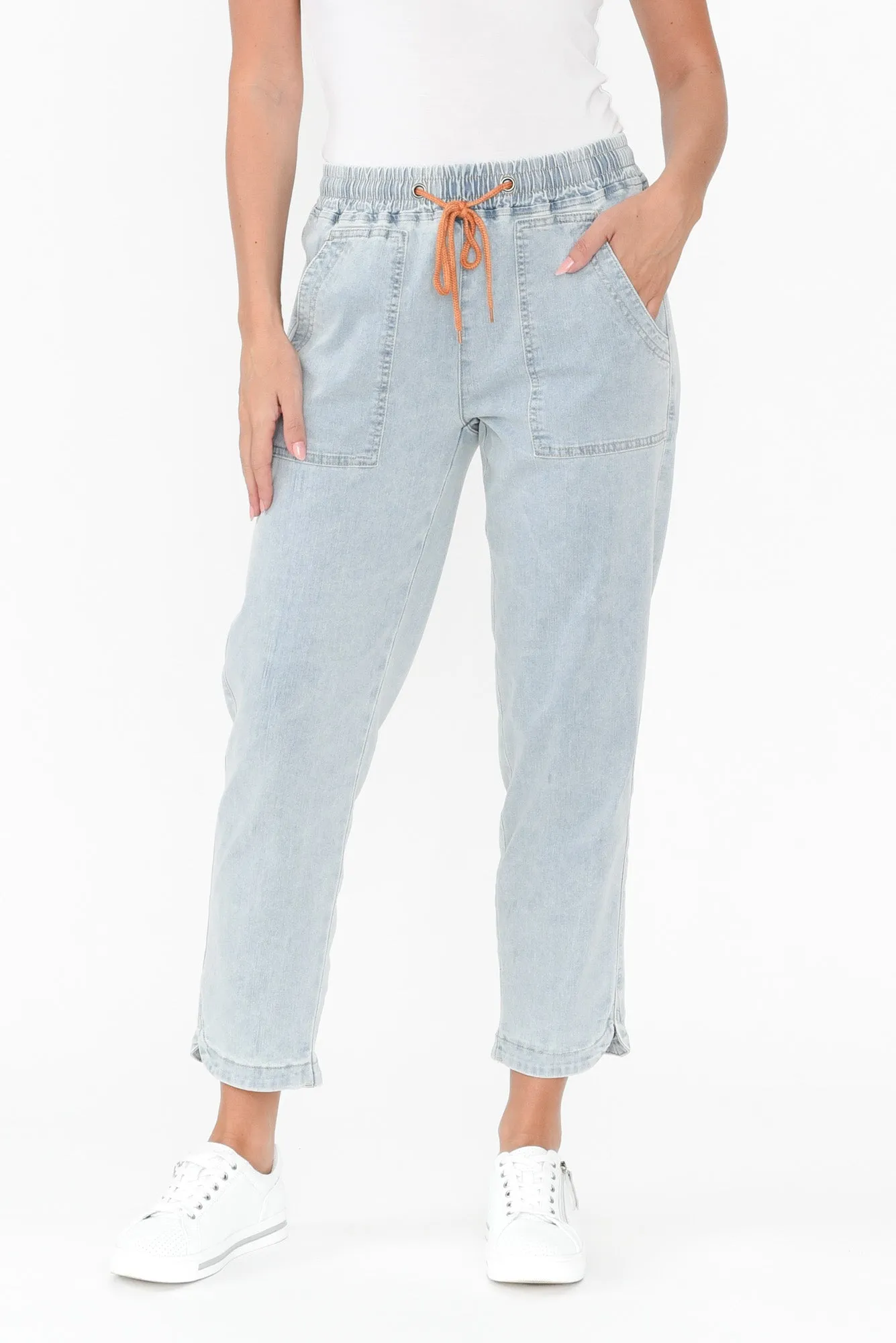 Orbe Light Blue Denim Drawstring Jeans