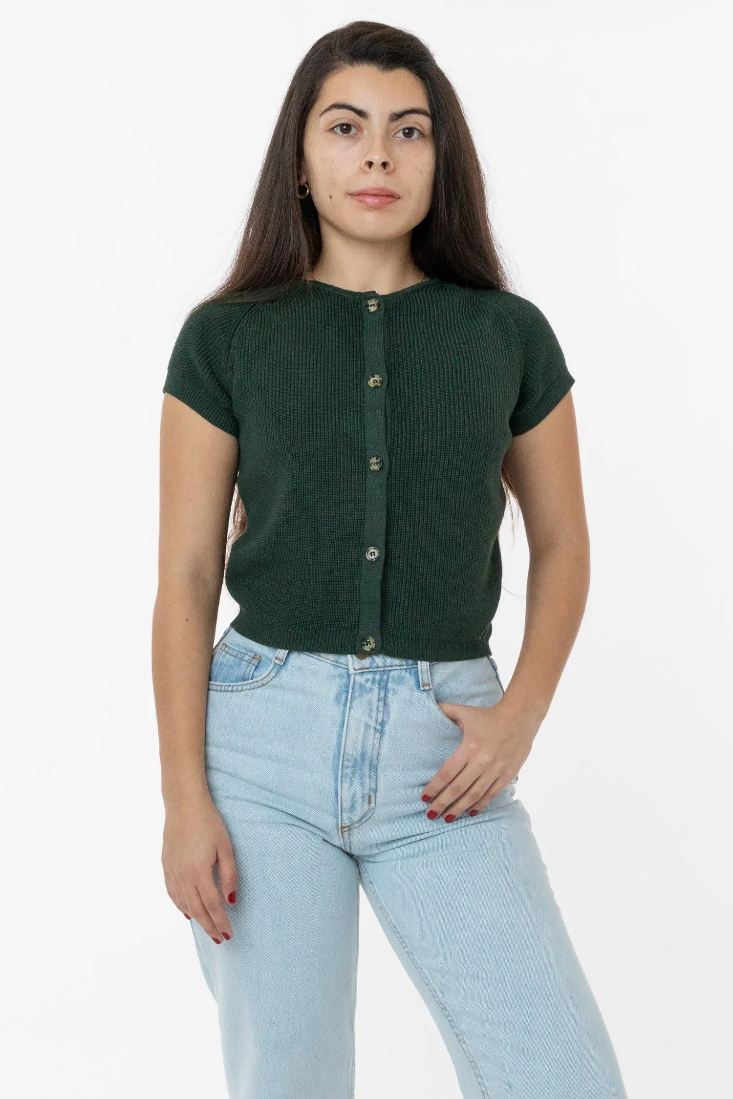 RFK47GD - Cotton Raglan Short Sleeve Cropped Sweater