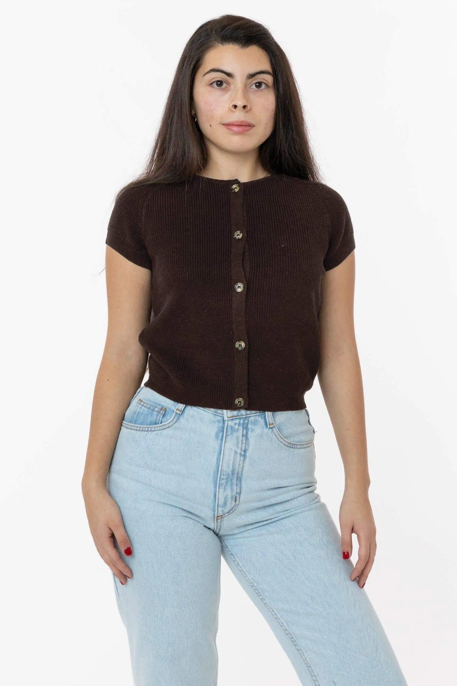 RFK47GD - Cotton Raglan Short Sleeve Cropped Sweater