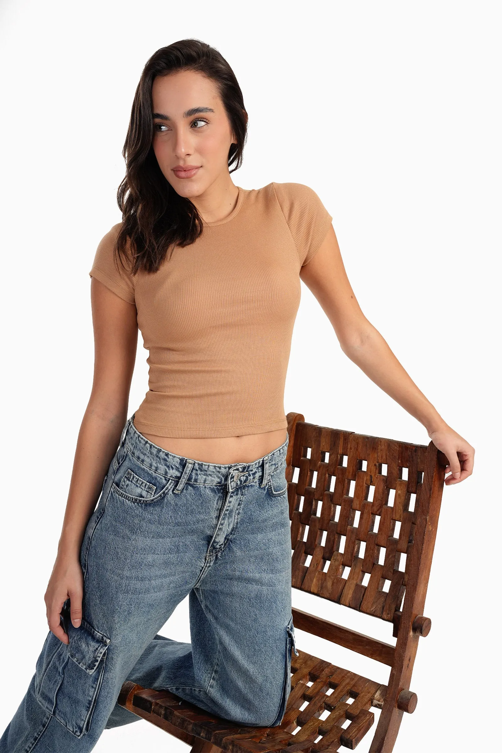 Ribbed Round Neck Top