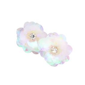 Round Stone Centered Flower Earrings