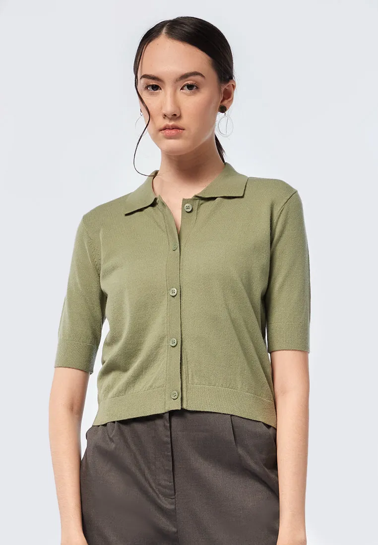 Short Sleeve Crop Polo Shirt