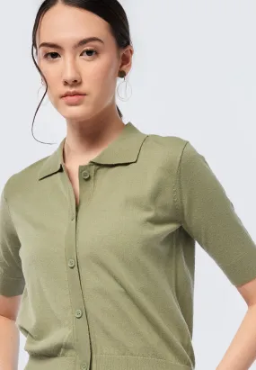 Short Sleeve Crop Polo Shirt