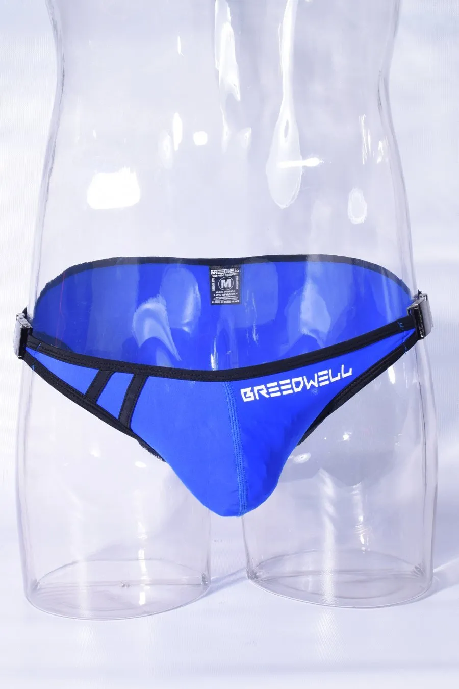 Swimwear BREEDWELL Scandal Mankini Sexy Swim-Brief Two Metal Side Buckle Blue 10