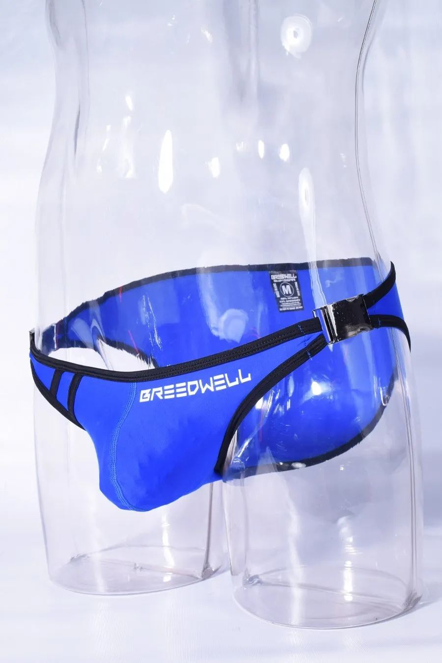 Swimwear BREEDWELL Scandal Mankini Sexy Swim-Brief Two Metal Side Buckle Blue 10