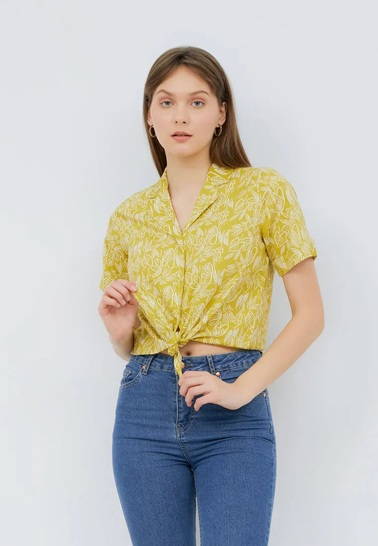 Tied Hem Printed Blouse