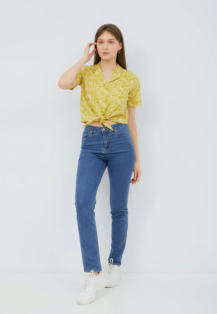 Tied Hem Printed Blouse