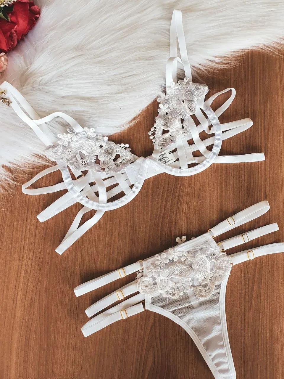 Ultra Sexy Strappy White Lingerie Set