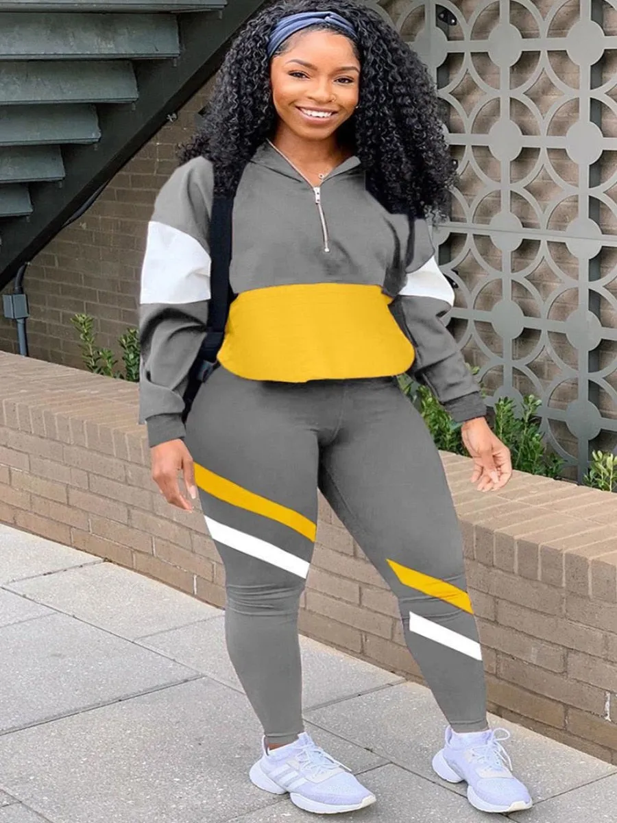 Women Patchwork Elastic Tracksuit