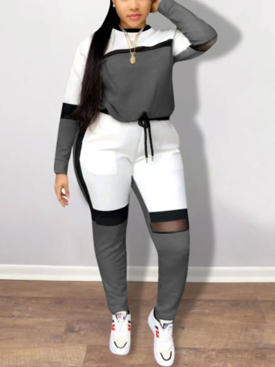 Women Patchwork Elastic Tracksuit