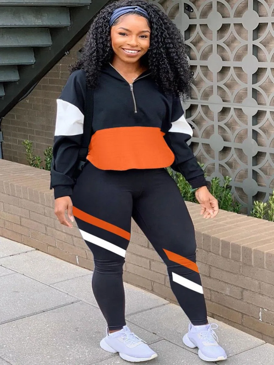 Women Patchwork Elastic Tracksuit